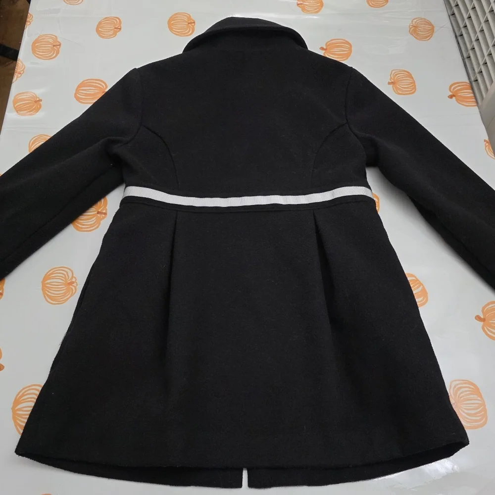 Girls Gymboree Olivia Pig Black Fashion Coat with White Accents Size Large 10/12